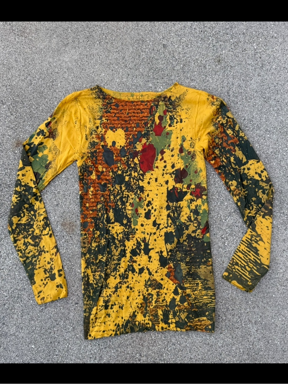Mesh top long sleeve AMB Designs Second Skin abstract art to wear ATW- One Size